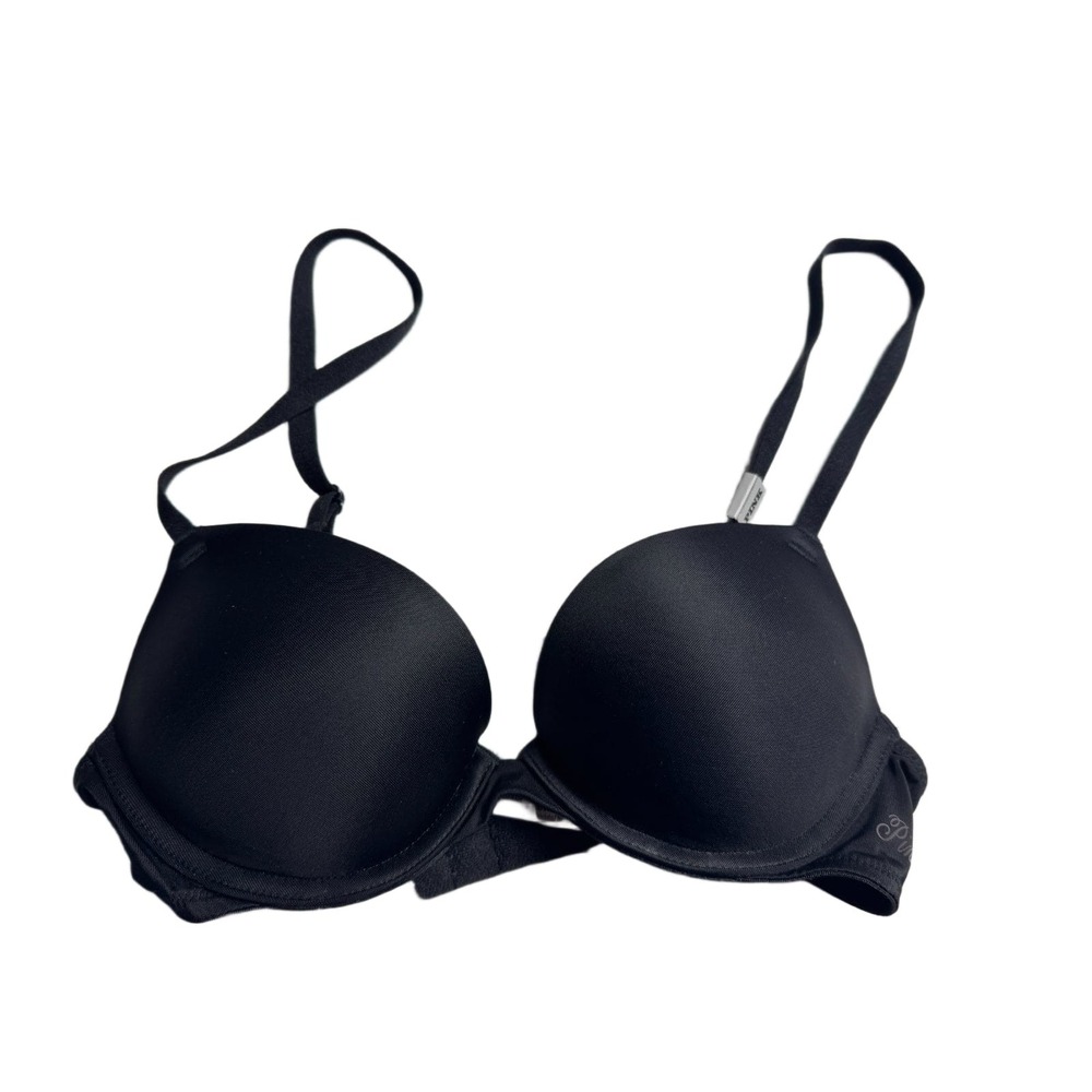 Victoria's Secret PINK Super Push Up Bra 32A Black Lined Underwire NWT